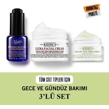 Kiehl's Avokado Göz Kremi, Ultra Nemlendirici Ve Midnight Recovery Concentrate Cilt Bakımı Seti