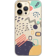 S-Case iPhone 14 Pro Pattern Tasarımlı Şeffaf Silikon Telefon Kılıfı