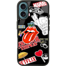 S-Case iPhone 16 Sticker Tasarımlı Glossy Telefon Kılıfı