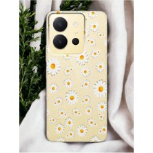 S-Case Vivo Y36 Full Papatya Tasarımlı Şeffaf Telefon Kılıfı