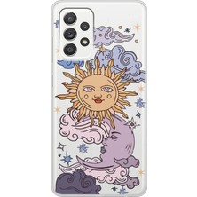 S-Case Samsung A53 Güneş Retro Tasarımlı Şeffaf Telefon Kılıfı