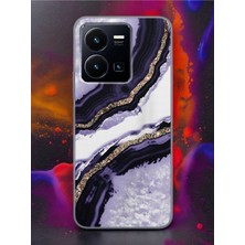 S-Case Vivo Y22S Mor Kumsal Tasarımlı Şeffaf Telefon Kılıfı