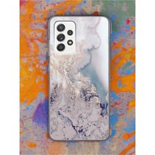 S-Case Samsung A53 Lila Mermer Tasarımlı Şeffaf Telefon Kılıfı