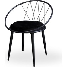 Nur Metal Alvin 80 x 80 London Sandalye Takımı 2 Kişilik Mutfak Masası - Yemek Masası - Siyah Mermer