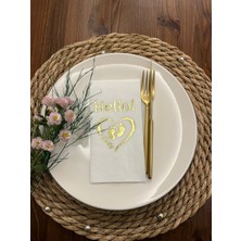 Kidspartim Gold Yaldızlı Beyaz Hello Baby Ayaklı Peçete 16 Adet