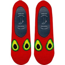 Carnaval Socks Avakado Desenli Kırmızı Renkli Kaymaz Slikonlu Babet Çorap