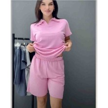 Ayşegül Çöplü Oysho Kumaş Yakalı Şortlu Pijama Takımı