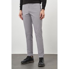 Morven  Erkek Gri Pamuk Yan Cep Slim Fit Chino Pantolon