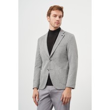 Morven  Erkek Gri Örme Slim Fit Torba Cep Mono Yaka Spor Ceket