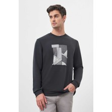 Morven  Erkek Siyah Trend Bisiklet Yaka Sweat-Shirt
