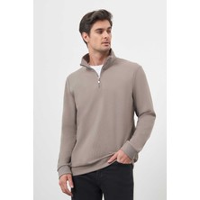 Morven  Erkek Gri Fermuarlı Bato Yaka Sweat-Shirt