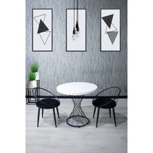 Nur Metal Alvin 80x80 Eylül Sandalye Takımı 2 Kişilik Mutfak Masası - Yemek Masası - Cafe Masası - Beyaz