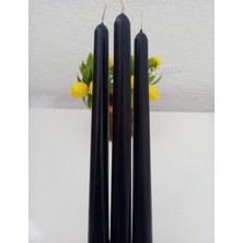 qosrix Qosri x  3'lü Siyah Şamdan Soya Mumu 1.  Doğal Vanilya Kokulu Uzun Çubuk Konik Mum Dekoratif