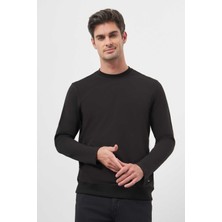 Morven  Erkek Siyah Basic Dynamic Fit Bisiklet Yaka Sweet Shirt