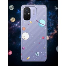 S-Case Xiaomi Redmi 12C Full Gezegen Tasarımlı Şeffaf Telefon Kılıfı