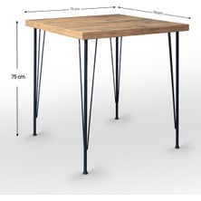 Nur Metal 70x70 Masa - Mutfak Yemek Masası - Çam