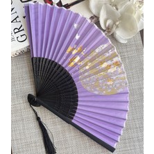 Yelpaze Mor Bambu Çiçekli Kumaş