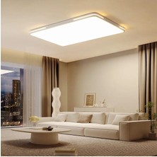 Woodhub Beyaz Kumandalı Dimli 90 x 60 cm  3 Işık Renkli Dikdörtgen Tavan Lambası,modern LED Aydınlatma,avize