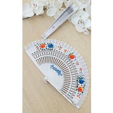 - Yelpaze Özel Hediye Kutusu Ile Mavi Ve Pembe Çiçekli Desenli Bambu Şık Japon Lüks Özel Tasarım