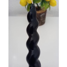 qosrix Qosri x  5'li Siyah Italyan Burgulu Şamdan Soya Mumu Doğal Kokulu Uzun Çubuk Konik Burgu Spiral Mum Dekoratif