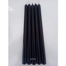 qosrix Qosri x  5'li Siyah Şamdan Soya Mumu 1.  Doğal Vanilya Kokulu Uzun Çubuk Konik Mum Dekoratif