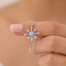 Vaoov 925 Ayar Gümüş Opal Taşlı Kutup Yıldızı Kolye
