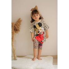 Asel Kids Minnie Baskılı Leopar Desenli Ikili Çoçuk Takım