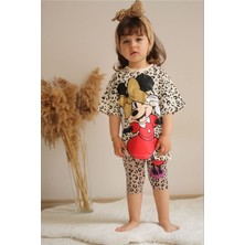 Asel Kids Minnie Baskılı Leopar Desenli Ikili Çoçuk Takım