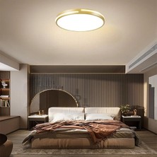 Woodhub Gold Şerit Akrilikli Kumandalı Dimli 3 Işık Renkli 50 cm  LED Tavan Lambası, Modern Aydınlatma