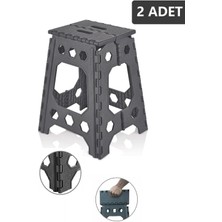 Tugomer 2'li Katlanabilir Tabure - Taşınabilir Büyük Rattan Kamp Balkon Taburesi Piknik Sandalyesi Siyah