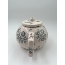 Kimya Ceramics Handmade Seramik Çaydanlık(Antrasit Çiçekli)