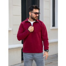 The Kaplan Yarım Fermuarlı Tek Cep Polar Sweat(Manken: Boy 185 Kilo 83)