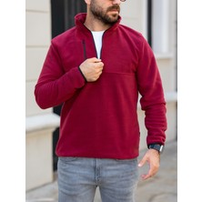 The Kaplan Yarım Fermuarlı Tek Cep Polar Sweat(Manken: Boy 185 Kilo 83)