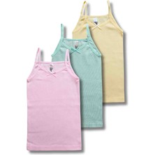 Giza Kids %100 Pamuklu Kız Çocuk İnce Askı Atlet Fanila Boxer Külot Iç Çamaşır 3lü Set