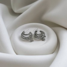 Minne Jewelry Zirkon Taşlı Halka Yıldız Küpe - Zirkon Taş Küpe