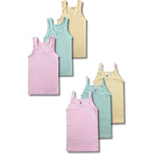Giza Kids  %100 Pamuklu Kız Çocuk Atlet Fanila Iç Çamaşır 6lı Set