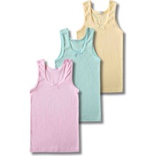 Giza Kids  %100 Pamuklu Kız Çocuk Atlet Fanila Iç Çamaşır 6lı Set