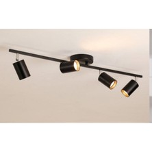 Woodhub Mylights Siyah Dörtlü LED Avize LED Spot Harekeli Avize Panasonıc Aplullü