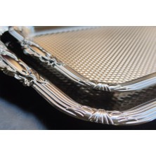 Şık ve Zarif Altın Veya Gümüş Nişan Tepsisi Seti - 2'li 24X45 cm 24X38 cm