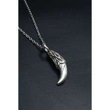 Kurt Dişi  Gümüş Kaplama Unisex Düz Zincir Kolye kod 790