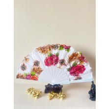 - Gül Desenli Altın Işıltılı Yelpaze