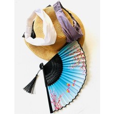 - Bambu Yelpaze Kiraz Çiçeği Desenli ve 2 Paraşüt Bandana