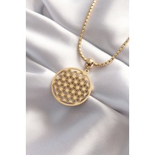 Angel Of Life 316L Çelik Gold Renk Yaşam Çiçeği Kolye - TJ-BKO8479