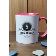 Hedizu Kişiye Özel Baş Harf Isim Soyisim Yazılı Kupa Bardak Pembe Doğum Günü Hediyesi