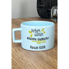 Hedizu Kişiye Özel Doğum Günü Hediyesi Pastel Fincan Mavi Anneye Babaya Arkadaşa Kardeşe Hediye