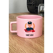 Hedizu Kişiye Özel Erkek Polis Pastel Fincan Pembe Polisler Günü Hediyesi