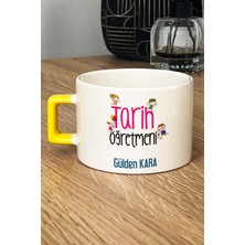 Hedizu Kişiye Özel Tarih Öğretmeni Lüks Fincan Sarı Öğretmenler Günü Hediyeleri