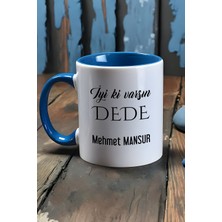 Hedizu Kişiye Özel Iyi Ki Varsın Dede Kupa Bardak Mavi Babalar Günü Hediyesi