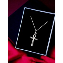 Alaja Silver Ankh Sembolü Nil'in Anahtarı Çivi Yazılı Unisex Tasarım 925 Ayar Gümüş Kolye