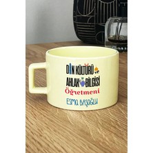 Hedizu Kişiye Özel Din Kültürü Öğretmeni Pastel Fincan Sarı Öğretmenler Günü Hediyesi